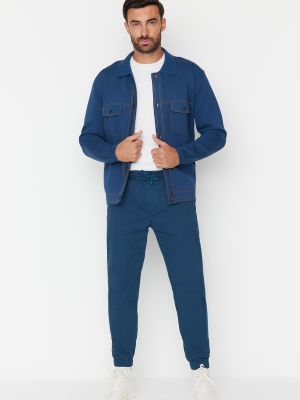 Spodnie skinny slim fit bawełniane Trendyol - niebieski