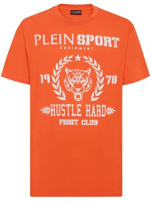T-shirt de sport en coton à imprimé Plein Sport orange