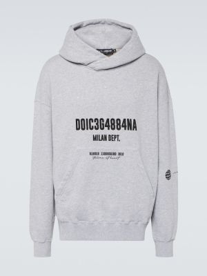 Pamučna hoodie s kapuljačom s printom Dolce&gabbana siva