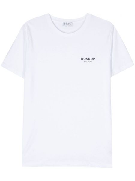 Памучна тениска с принт Dondup бяло