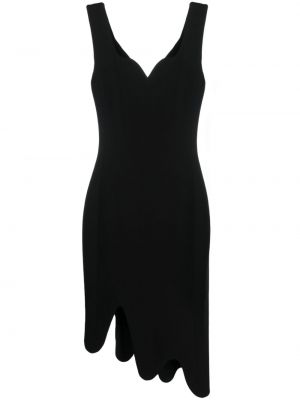 Sukienka koktajlowa bez rękawów asymetryczna z krepy Moschino czarna