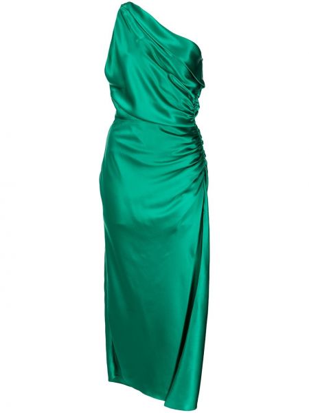 Асиметрична копринена коктейлна рокля Michelle Mason зелено