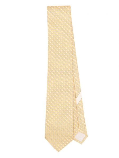 Hedvábná kravata s potiskem Ferragamo žlutá