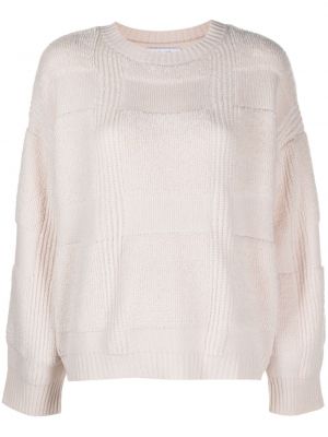 Кашмирен вълнен пуловер с кръгло деколте Philo-sofie бяло