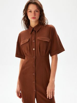 Платье-рубашка с карманами Adl коричневое