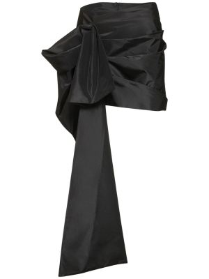 Копринена сатенена мини пола на цветя Magda Butrym черно