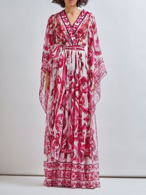 Rochie lunga de mătase din șifon cu imagine Dolce & Gabbana
