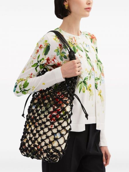 Květinová shopper kabelka s potiskem Oscar De La Renta černá