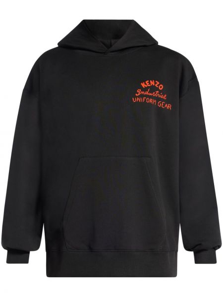 Pamučna hoodie s kapuljačom Kenzo crna