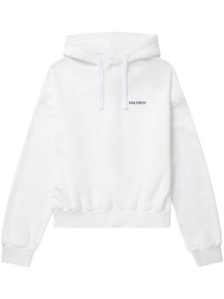 Pamučna hoodie s kapuljačom s printom Halfboy bijela