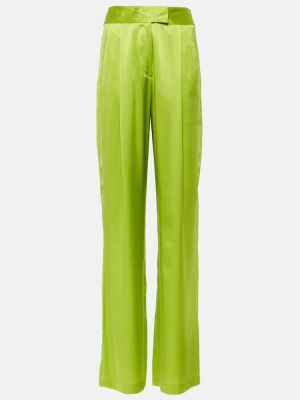Μεταξωτό σατέν παντελόνι με ψηλή μέση The Sei πράσινο