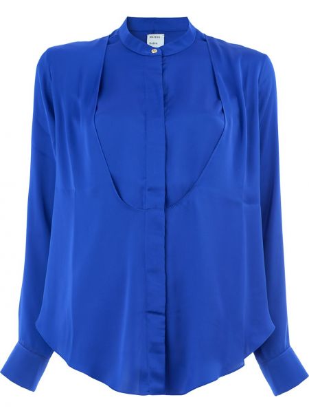 Блузка из крепа без воротника Maison Rabih Kayrouz, синяя