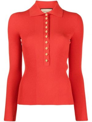 Polo en tricot Gucci rouge