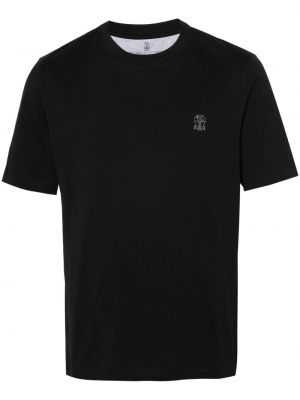 Βαμβακερή μπλούζα με σχέδιο Brunello Cucinelli μαύρο