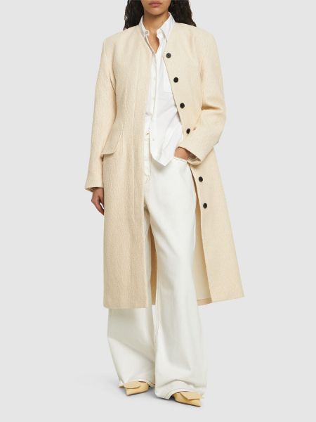 Palton din fleece din bumbac Jacquemus alb