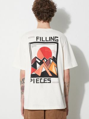 Bavlněné tričko s potiskem Filling Pieces béžové
