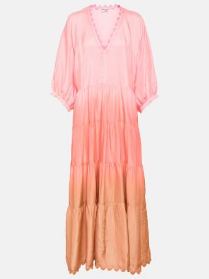 Růžové hedvábné dlouhé šaty Juliet Dunn
