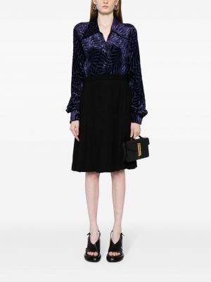 Plisované vlněné midi sukně Chanel Pre-owned černé