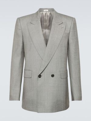 Vlněný oblek Alexander Mcqueen šedý