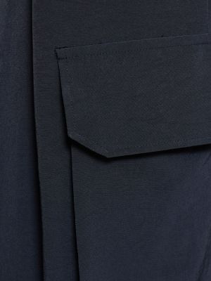 Krepové cargo nohavice Yohji Yamamoto modrá