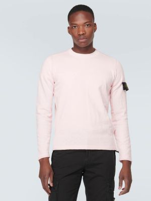 Kokvilnas džemperis bez kapuces Stone Island rozā