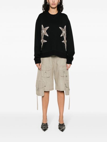Sweatshirt aus baumwoll mit kristallen Dsquared2 schwarz