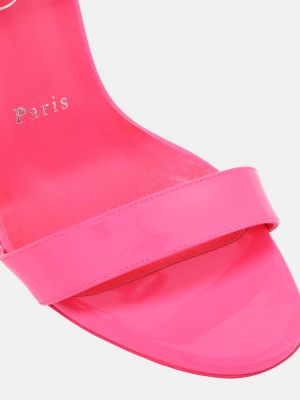 Sandali di pelle in pelle verniciata Christian Louboutin rosa