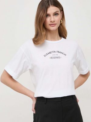 Хлопковая футболка Elisabetta Franchi белая