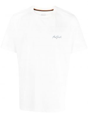 Bavlnené tričko s výšivkou Paul Smith biela