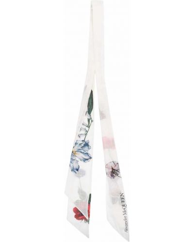 Bufanda con bordado de flores Alexander Mcqueen blanco