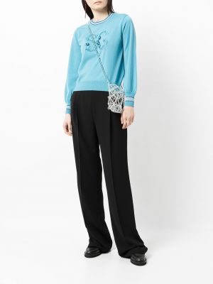 Džemperis ar izšuvumiem merino Shiatzy Chen zils