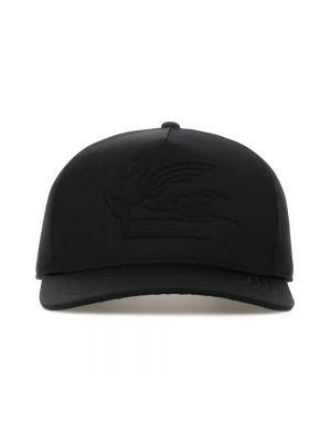 Satynowa czapka z daszkiem Etro czarna