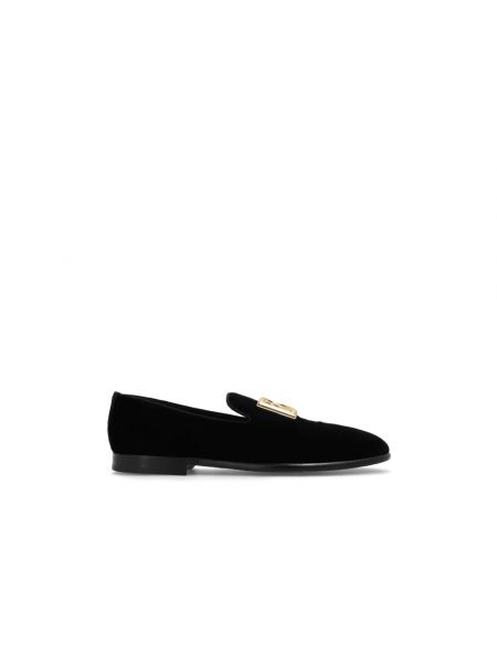 Samt loafers Dolce & Gabbana schwarz