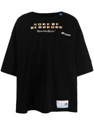 Bombažna majica z vezenjem Maison Mihara Yasuhiro črna