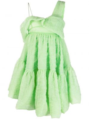 Drapiruotas asimetriškas suknele kokteiline Cecilie Bahnsen žalia