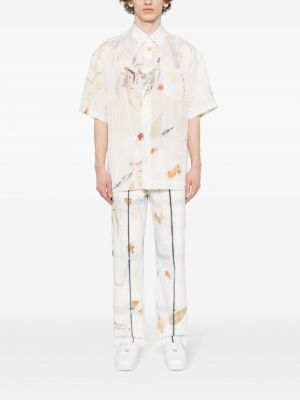 Jedwabna koszula z nadrukiem Feng Chen Wang biała