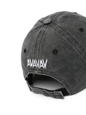 Medvilninis siuvinėtas kepurė su snapeliu Avavav juoda