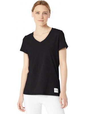 Хлопковая футболка с v-образным вырезом Calvin Klein черная