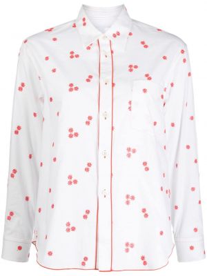 Kvetinová bavlnená košeľa s výšivkou Comme Des Garçons Tao biela