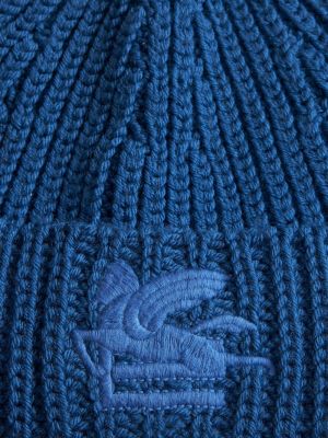 Vlněný čepice s výšivkou Etro modrý