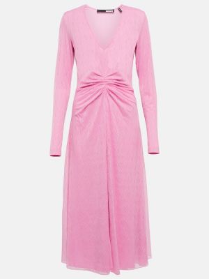 Midi haljina s čipkom Rotate Birger Christensen ružičasta