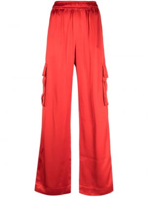 Pantalon cargo en satin avec poches Stine Goya rouge