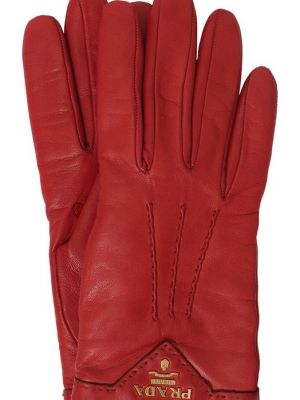 Красные кожаные перчатки Prada
