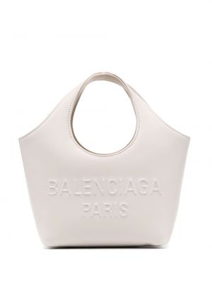 Δερμάτινη τσάντα shopper Balenciaga λευκό