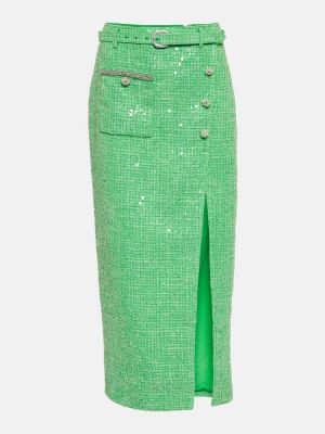 Midi sukně Self-portrait zelené