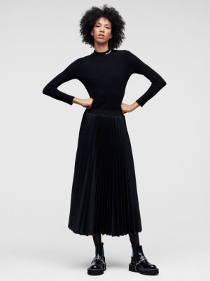 Plisované kožená sukně z imitace kůže Karl Lagerfeld černé