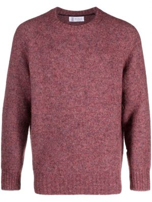 Sweter z okrągłym dekoltem Brunello Cucinelli czerwony