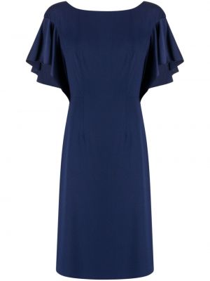 Viskózové saténové šaty s volány Paule Ka - modrá