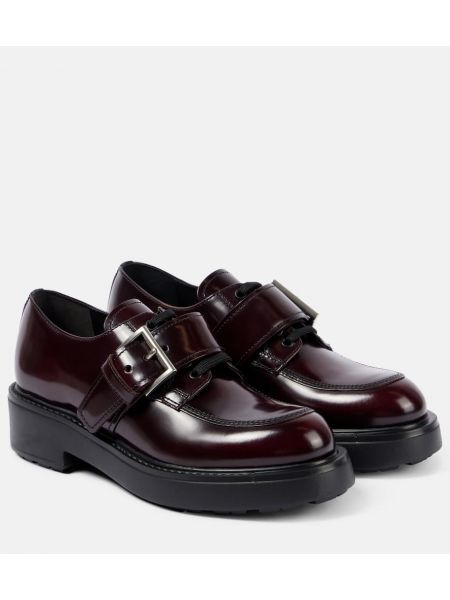 Läder brogues Prada vinröd