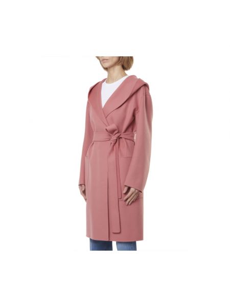 Abrigo de lana con capucha Max Mara rosa